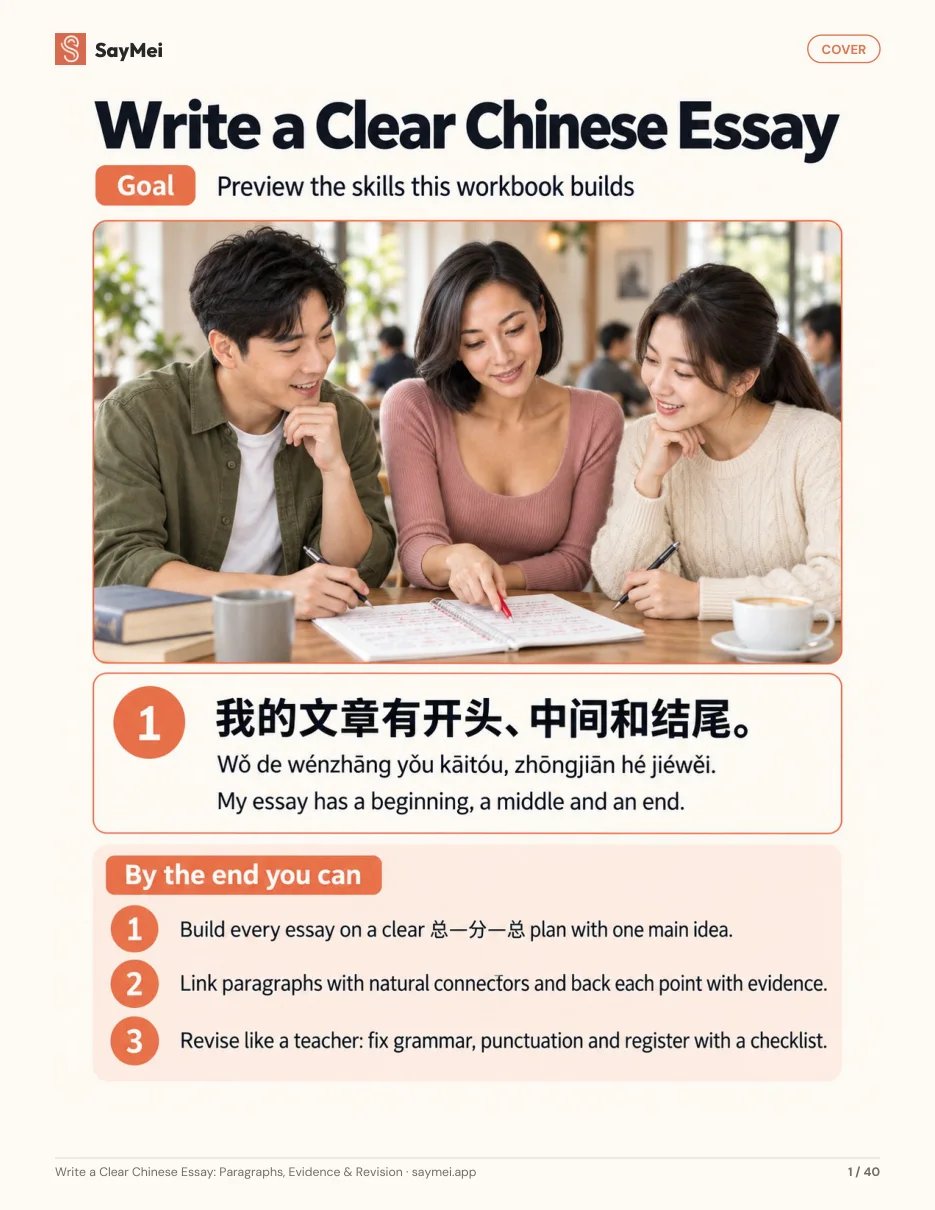 First page of Write a Clear Chinese Essay: Paragraphs, Evidence & Revision